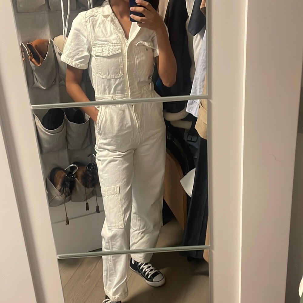 & Other Stories White Short-Sleeve Utility Jumpsuit